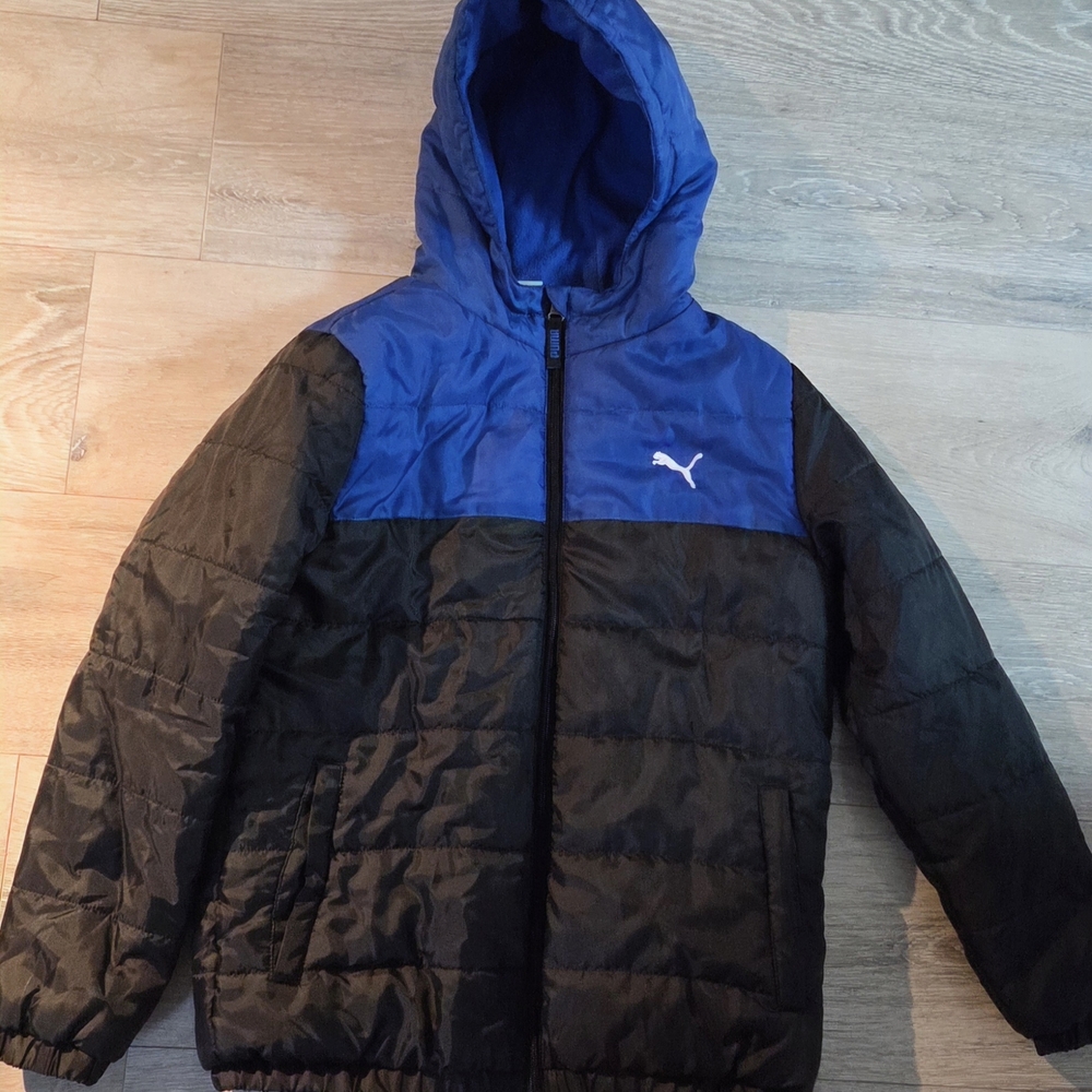 Puma Kids Two-Tone Blue and Black Puffer Jacket